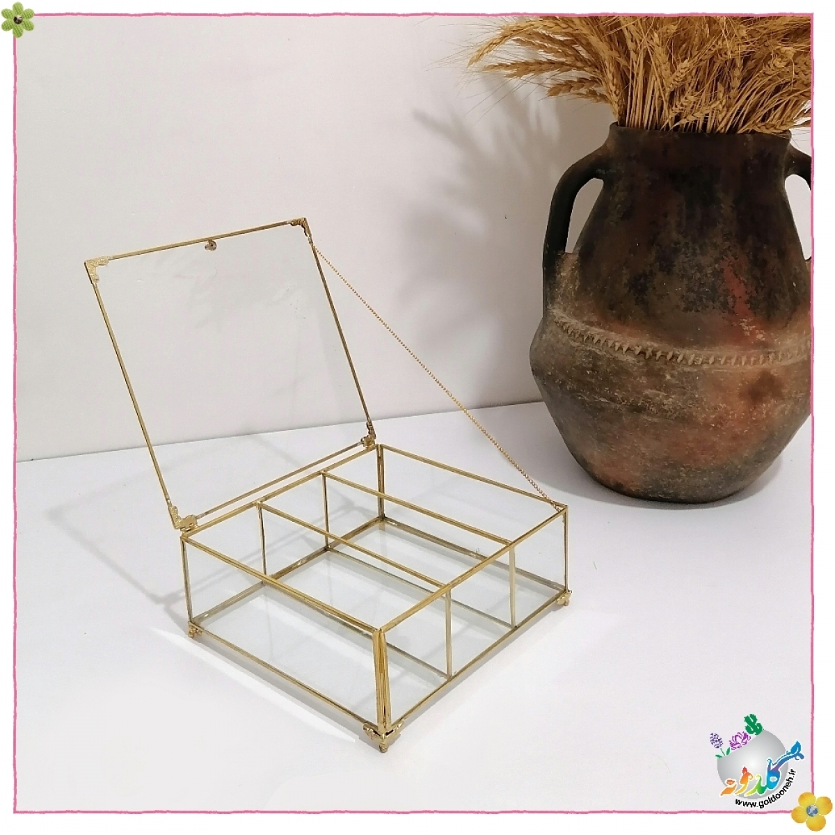 باکس شیشه ایی سه خانه جای تیبگ