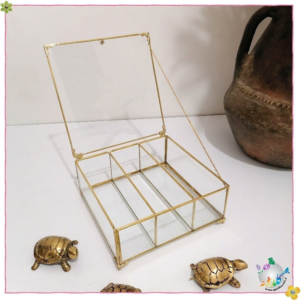 باکس شیشه ایی سه خانه جای تیبگ