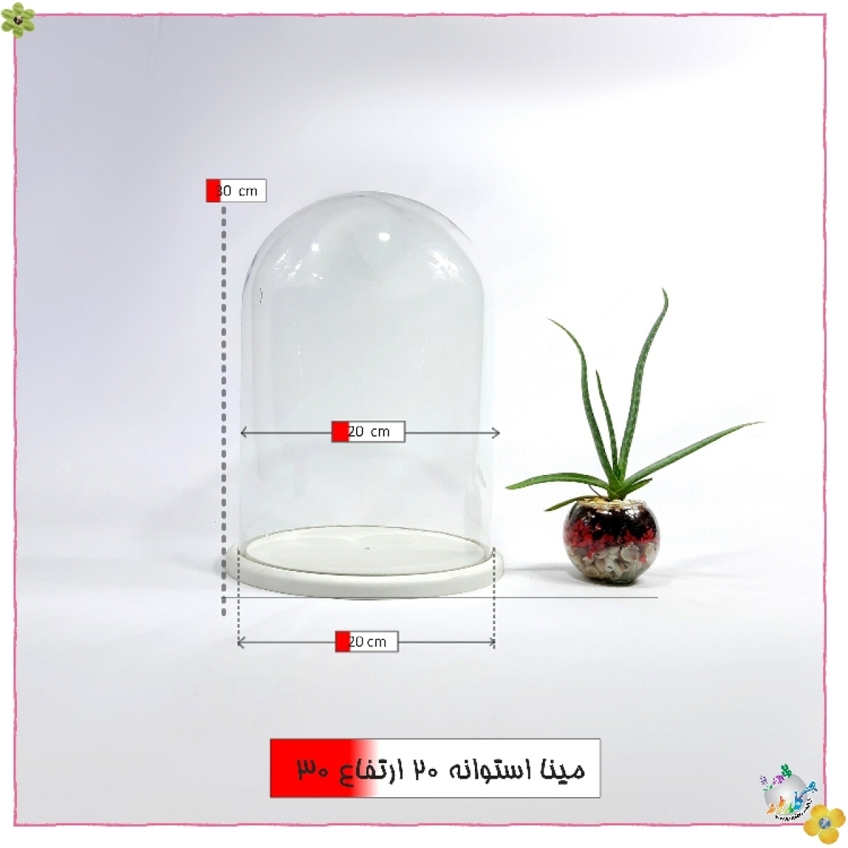 شیشه کفه دار طرح پدیده استوانه قطر 20 ارتفاع 30
