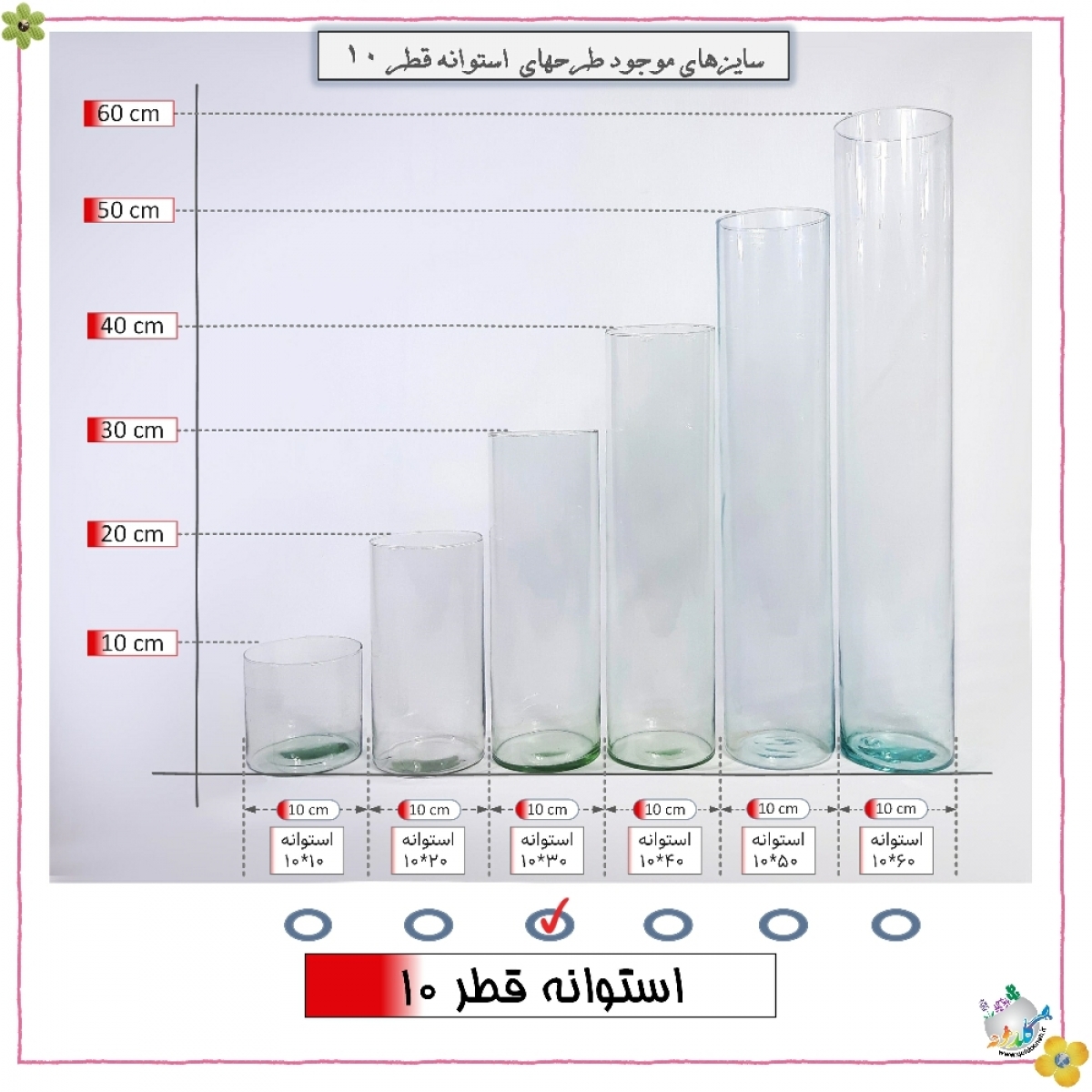 استوانه شیشه ایی قطر 10 ارتفاع 30