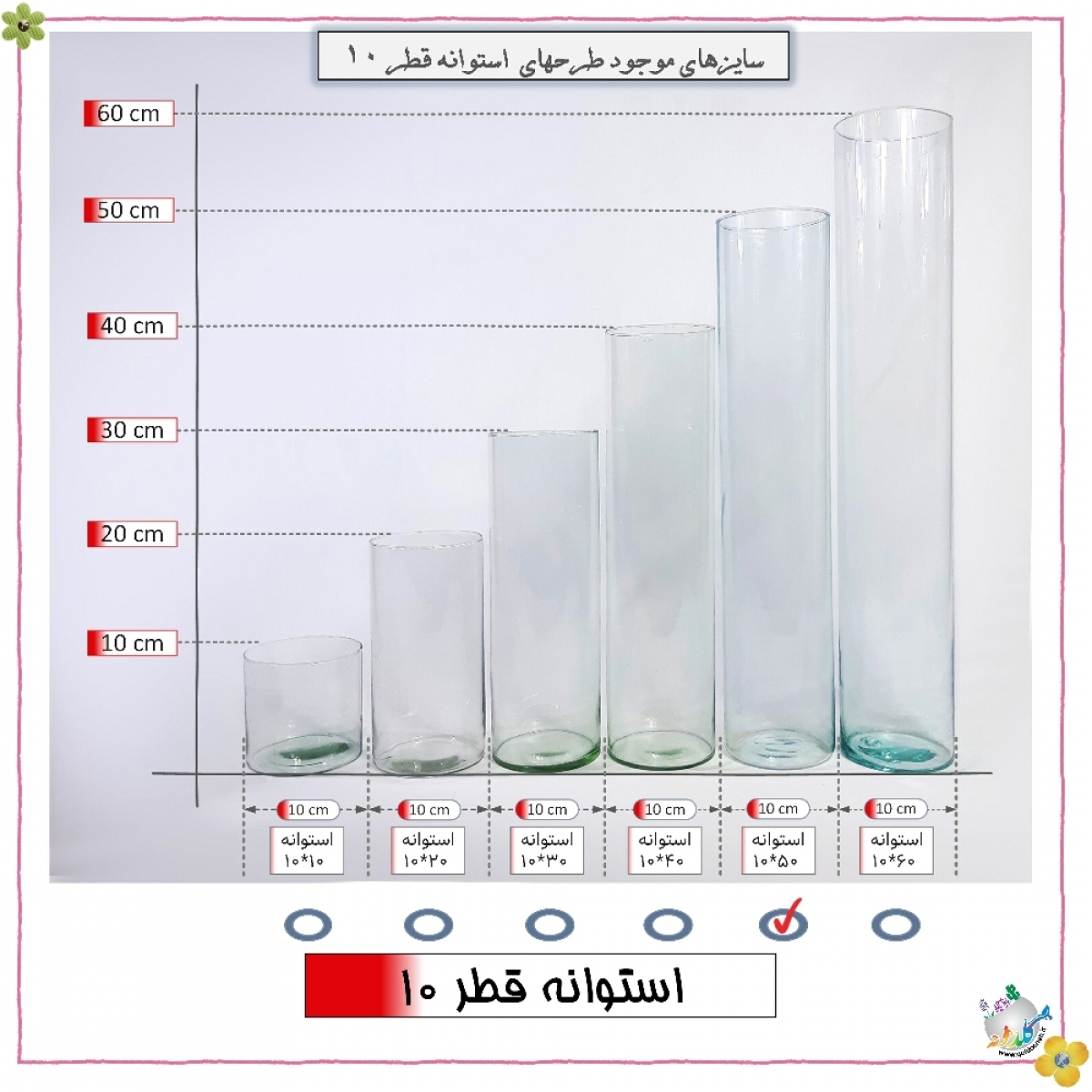 استوانه شیشه ایی قطر 10 ارتفاع 50