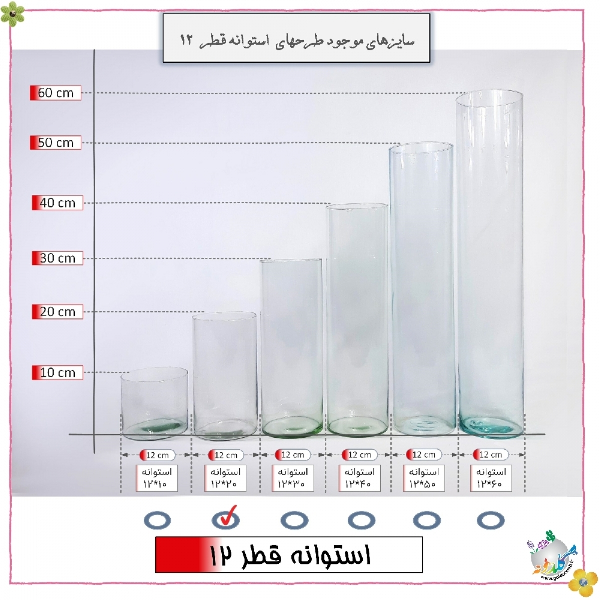 استوانه شیشه ایی قطر 12 ارتفاع 20