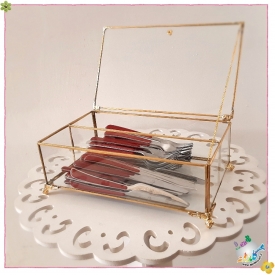 باکس شیشه ایی جای قاشق و چنگال