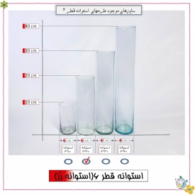 استوانه شیشه ایی قطر 6 ارتفاع 20