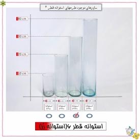 استوانه شیشه ایی قطر 6 ارتفاع 30